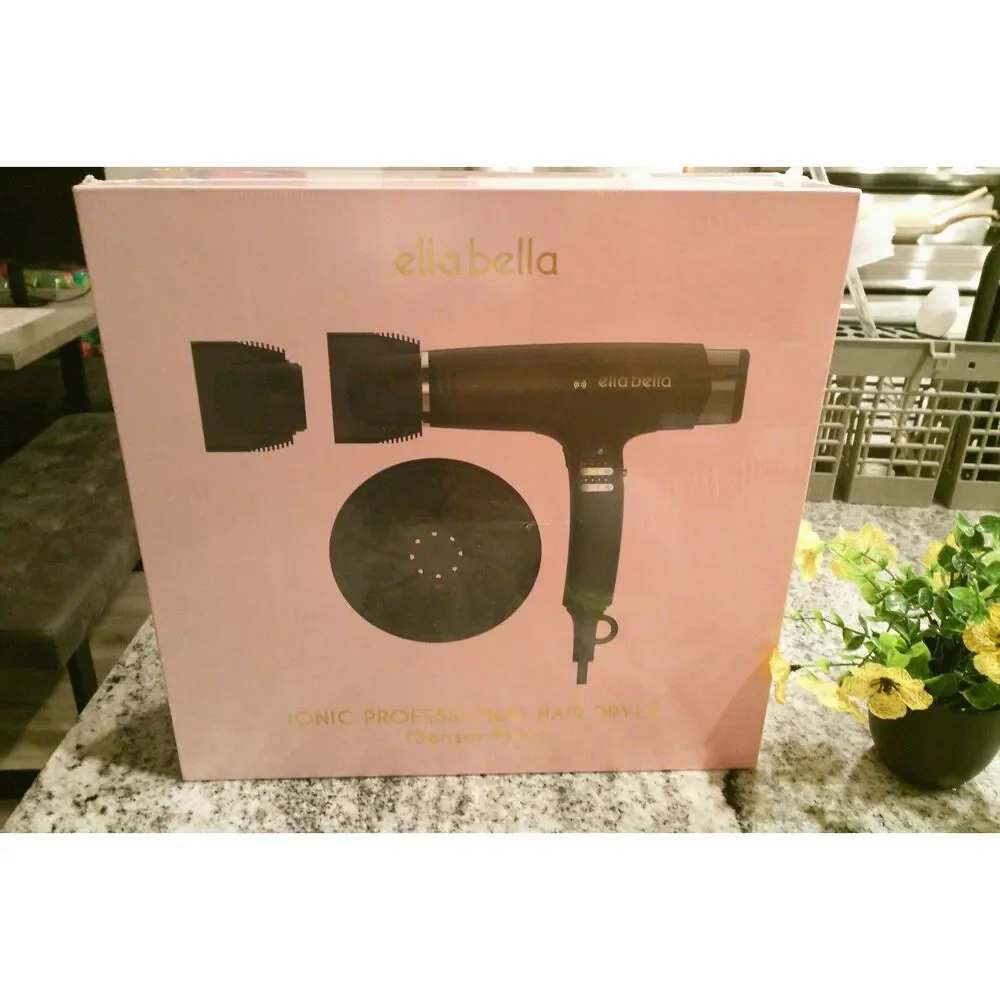 NEW Ionic Hair Blow Dryer w Smart Sensor Mat AUTO-PAUSE Frizz Control Diffuser